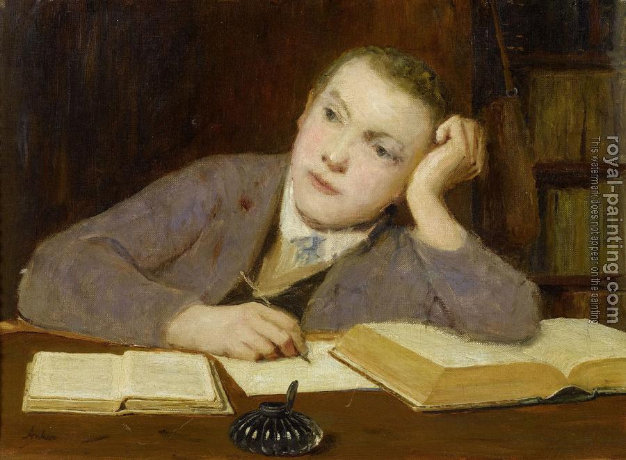 Albert Anker : Schreibender knabe II Albert Anker : Schreibender knabe II